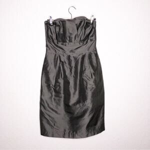Lynn Lugo charcoal gray silk strapless dress size 4 cocktail party wedding